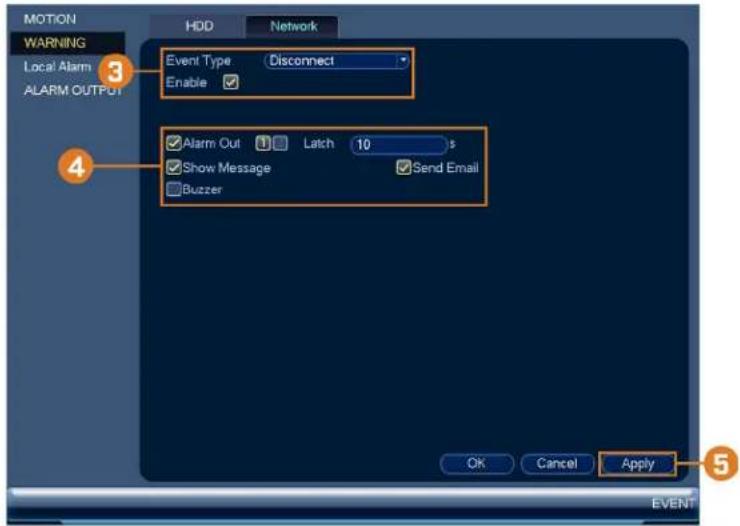 Lorex NK163-85CB - To configure network warnings: - 1