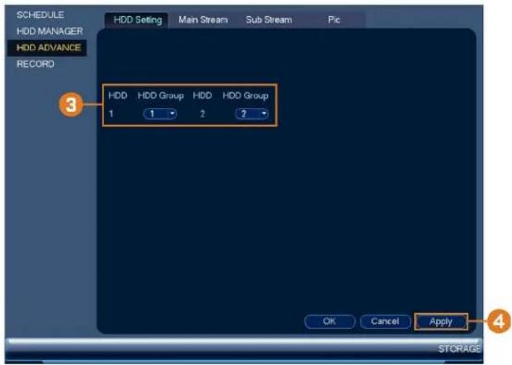 Lorex NK163-85CB - To configure hard drive groups: - 3