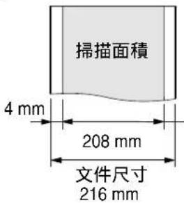 掃描面積 4 mm 208 mm 文件尺寸 216 mm