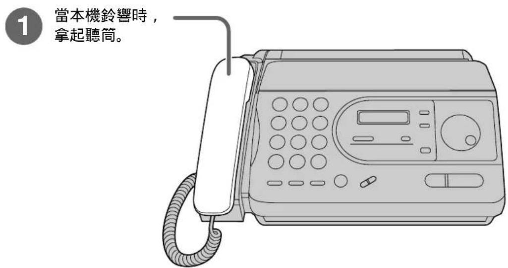 1 當本機鈴響時, 拿起聽筒。