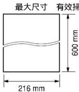 最大尺寸 有效掃 600 mm 216 mm