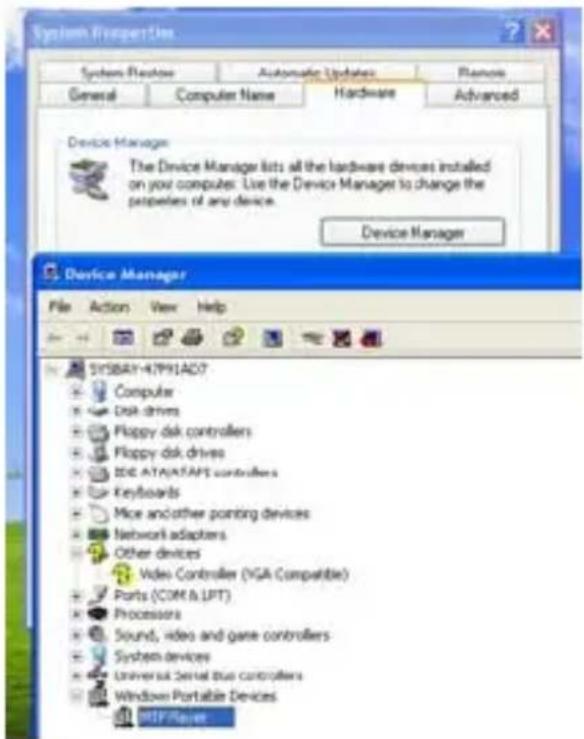 System Properties System Features Automatic Updates Phancs General Computer Name Hardware Advanced Device Manager The Device Manager lists all the hardware devices installed on your computer. Use the Device Manager to change the properties of any device. Device Manager Device Manager File Action View Help SIRSBAY-47991AD7 Computer Disk drives Floppy disk controllers Floppy disk drives BDC ATAP/ASAPT controllers Keyboards Mice and other pointing devices Network adapters Other devices Video Controller (VGA Compatible) Ports (COM & LPT) Processors Sound, video and game controllers System devices Universal Serial bus controllers Windows Portable Devices BTP/Plush