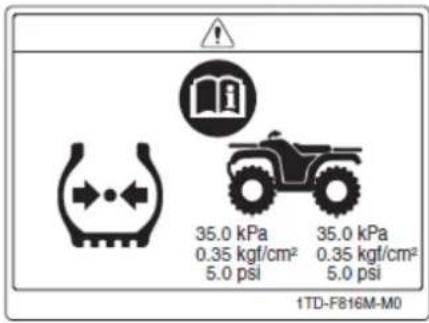 YAMAHA YFZ450 (2017) - ETYKIETY OSTRZEGAWCZE I INFORMACYJNE - 1