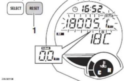 YAMAHA XMAX 125 (2015) - Aby wyzerować wskaźnik wymiany paska klinowego "V-Belt" - 2