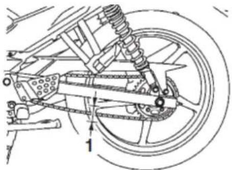 YAMAHA YS125 (2018) - Sprawdzenie zwisu łańcucha napędowego - 1
