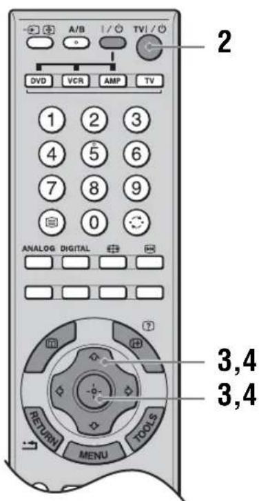 A/B TVI/ DVD VCR AMP TV 1 2 3 4 5 6 7 8 9 0 ANALOG DIGITAL RETURN MENU TOOLS 2 3,4 3,4