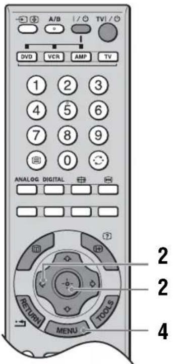 A/B TVI/ DVD VCR AMP TV 1 2 3 4 5 6 7 8 9 0 ANALOG DIGITAL RETURN MENU TOOLS 2 2 4