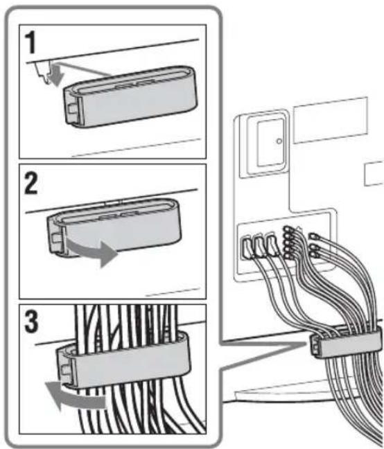 Diagram illustrating cable installation steps with labeled components and wiring diagrams