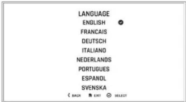 LANGUAGE ENGLISH FRANCAIS DEUTSCH ITALIANO NEDERLANDS PORTUGUES ESPAÑOL SVENSKA ( BACK EXIT SELECT