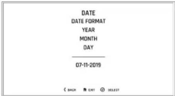 DATE DATE FORMAT YEAR MONTH DAY 07-11-2019 < BACK EXIT SELECT
