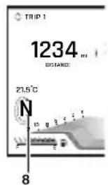 TRIP 1 1234 m DISTANCE 21.5°C N 8