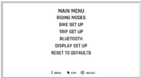 TRIUMPH Tiger 900 Rally Pro - Menu główne - 1