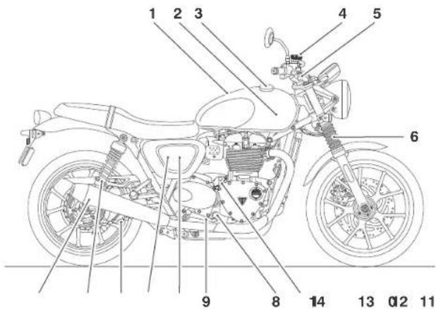 TRIUMPH Bonneville T120 Diamond - Oznaczenie części - kontynuacja - 1