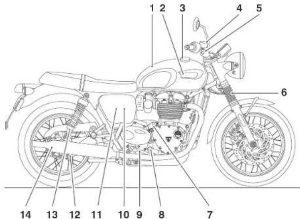 TRIUMPH Bonneville T120 Diamond - Oznaczenie części - kontynuacja - 1