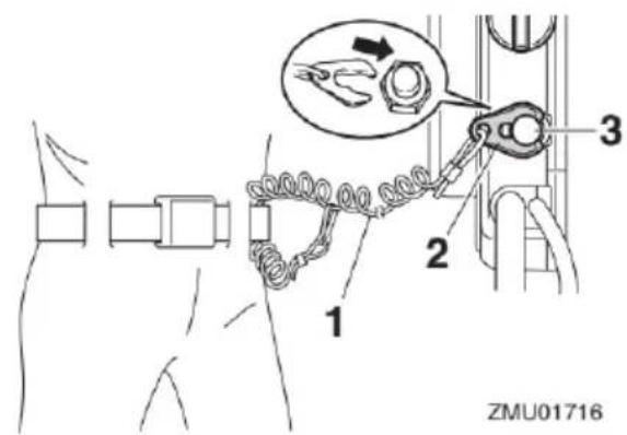 YAMAHA FL175 (2020) - Linka wyłącznika silnika (linka zrywki) i zacisk blokujący - 1