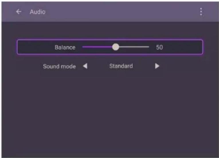 Audio Balance 50 Sound mode Standard