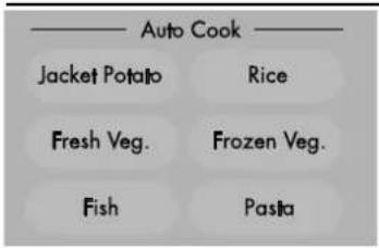 Auto Cook Jacket Potato Rice Fresh Veg.Frozen Veg. Fish Pasta