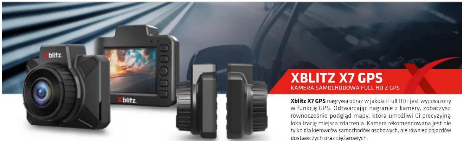 XBLITZ X7 GPS KAMERA SAMOCHODOWA FULL HD Z GPS Xblitz X7 GPS nagrywa obraz w jakości Full HD i jest wyposażony w funkcję GPS. Odtwarzając nagranie z kamery, zobaczysz równocześnie podgląd mapy, która umożliwia Ci precyzyjną lokalizację miejsca zdarzenia. Kamera rekomendowana jest nie tylko dla kierowców samochodów osobowych, ale również pojazdów dostawczych oraz ciężarowych.