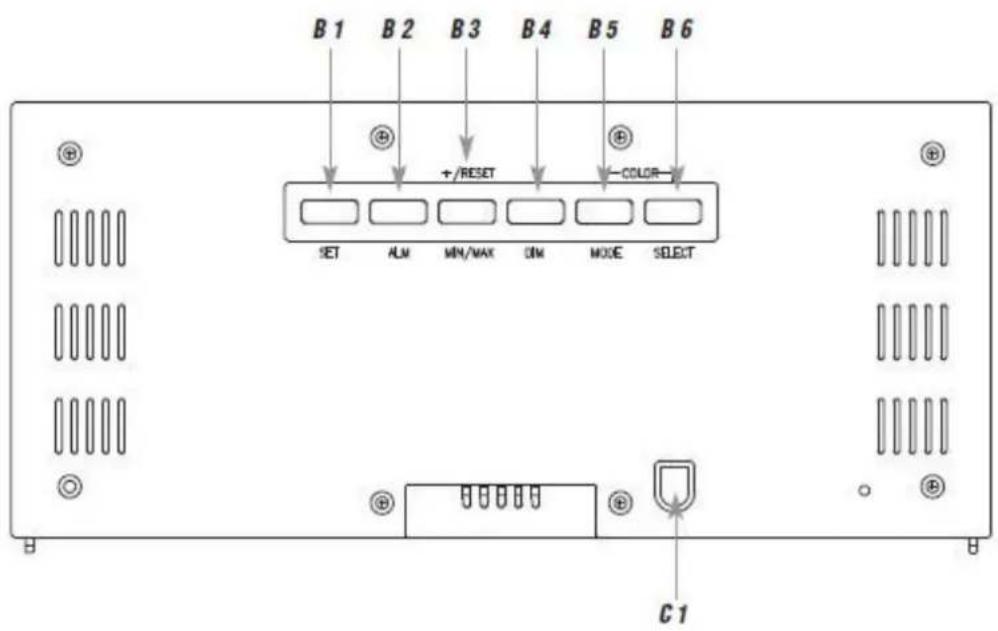 B1 B2 B3 B4 B5 B6 + /RESET - COLOR - SET ALM MIN/MAX ON MODE SELECT C1