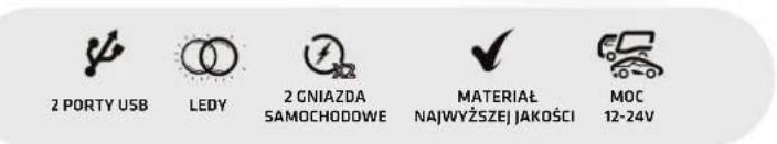 2 PORTY USB LEDY 2 GNIAZDA SAMOCHODOWE MATERIAL NAJWYŻSZEJ JAKOŚCI MOC 12-24V