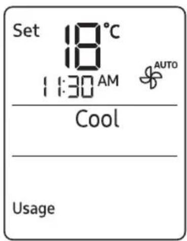 Set 18°C 11:30 AM AUTO Cool Usage