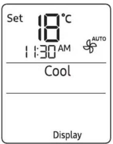 Set 18°C 11:30 AM AUTO Cool Display