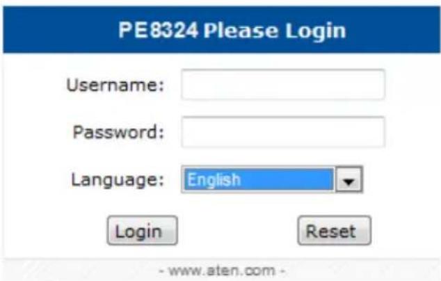 PE8324 Please Login Username: Password: Language: English Login Reset - www.aten.com -