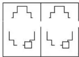 Four identical abstract geometric line patterns arranged in a 2x2 grid (no text or symbols)