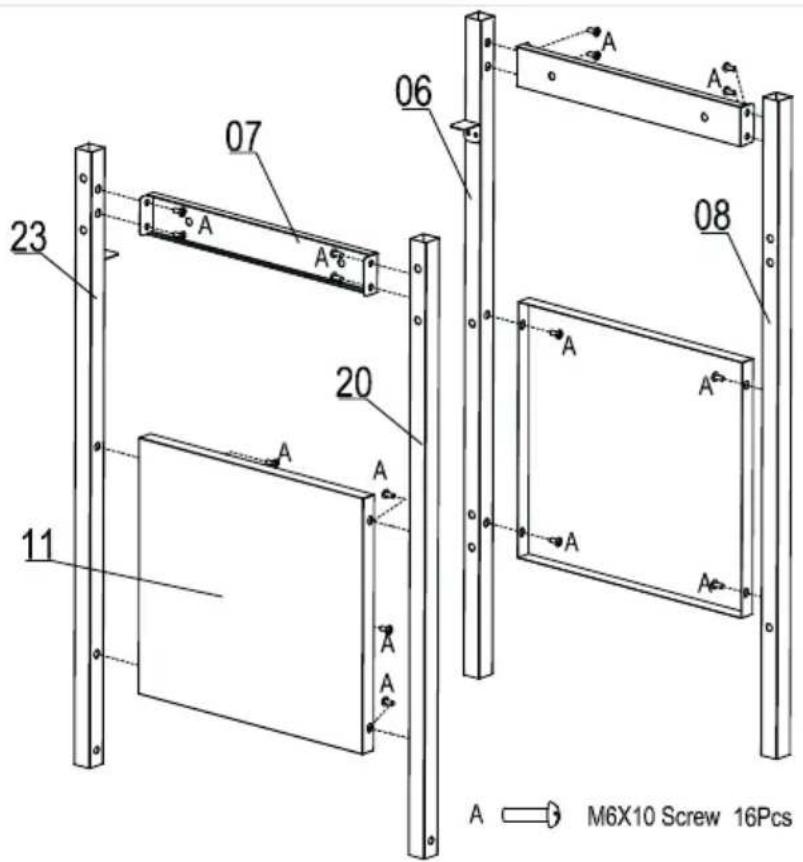 06 07 23 20 11 A A A A A A A A M6X10 Screw 16Pcs