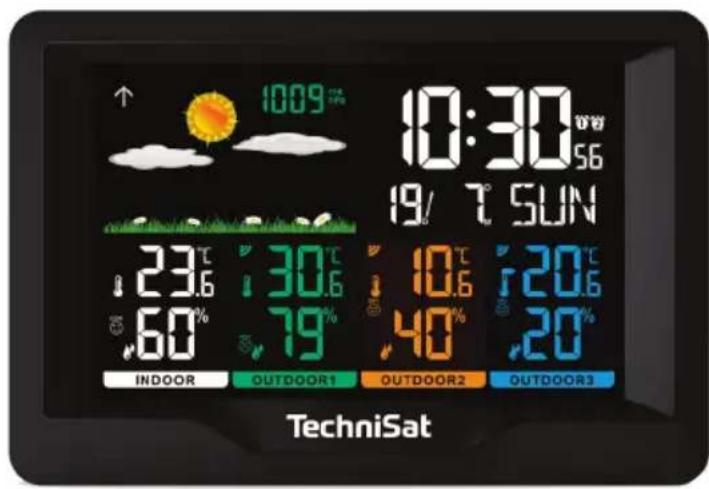 1009 ↑ 10:30 56 19/ 7° SUN 23.6 30.6 10.6 20.6 60 79 40 20 INDOOR OUTDOOR1 OUTDOOR2 OUTDOOR3 TechniSat