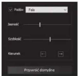 Podśw Fala Jarność Szybkość Kierunek Przywróć domyślne