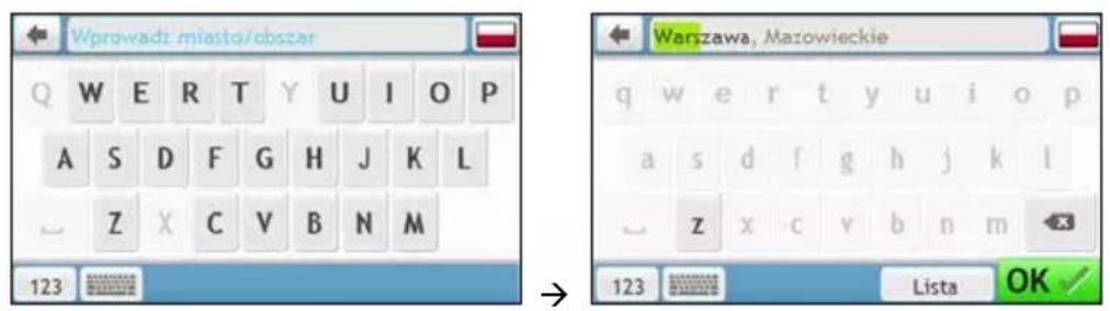 Wprowadzki miasto/obszer 123 Warszawa, Mazowieckie 123 Lista OK