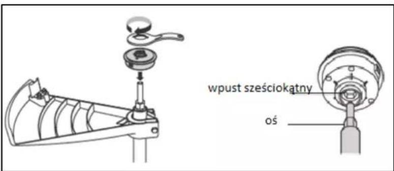 wpust sześciokatny oś