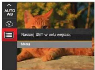 AUTO WB N Nasićnij SET w celu wejścia. Menu