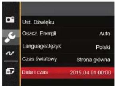 Ust. Dźwięku Oszcz. Energii Auto Language/Język Polski Czas Światowy Strona główna Data i czas 2015.04.01 00:00