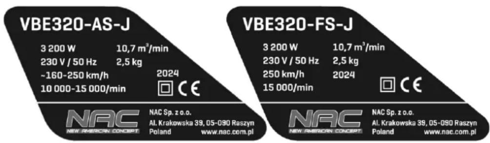 NAC VBE320-FS-J - OPIS STRON GRAFICZNYCH I PIKTOGRAMÓW - 2