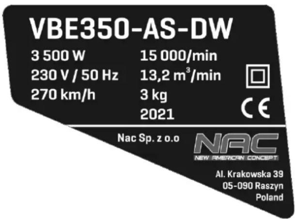 NAC VBE350-AS-DW - OPIS STRON GRAFICZNYCH I PIKTOGRAMÓW - 2