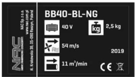 NAC BB40-BL-NG - Inne oznaczenia na maszynie - 1