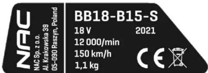 NAC BB18-B15-S - Inne oznaczenia na maszynie - 1