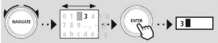 graph LR A["NAVIGATE"] --> B["0 1 2 3 4 5 6 7 8 9 . . . @ 9"] B --> C["ENTER"] C --> D["3"]
