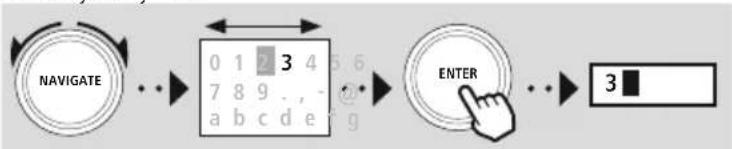 graph LR A["NAVIGATE"] --> B["0 1 2 3 4 5 6 7 8 9 . . . @ 9"] B --> C["ENTER"] C --> D["3"]