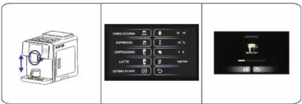 KAWA CZAKNA ESPRESSO CAPPUOCINO LATTE SZYBRI START 25 mV 90 °C 1.0 High bar ESPRESSO 12