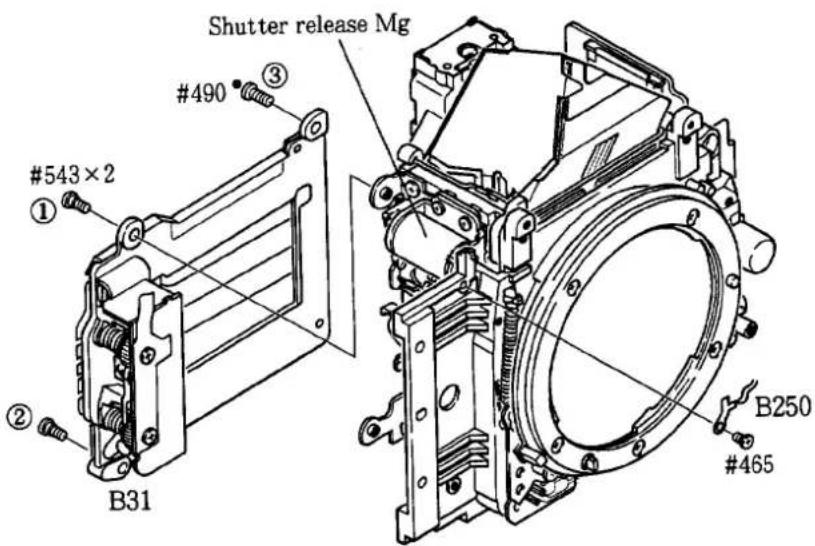Shutter release Mg #490 #543×2 ① ② B31 B250 #465