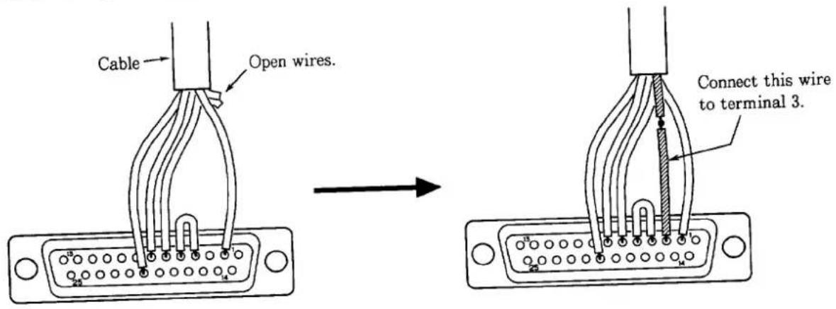 Cable Open wires. Connect this wire to terminal 3.