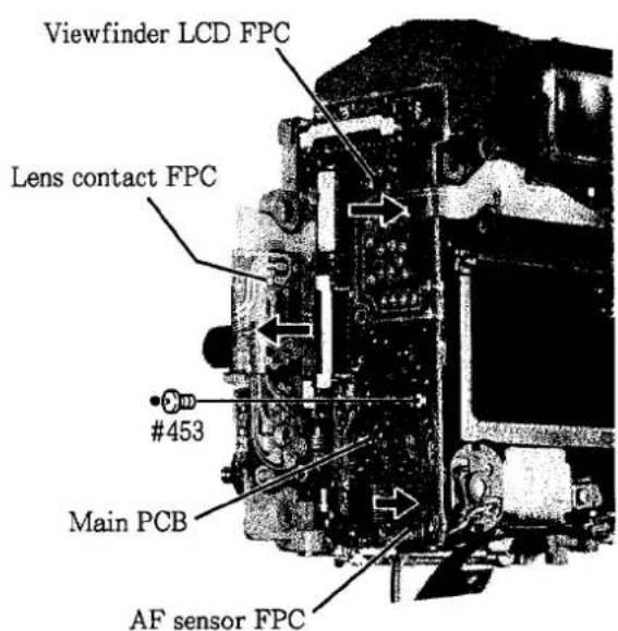 Viewfinder LCD FPC Lens contact FPC #453 Main PCB AF sensor FPC