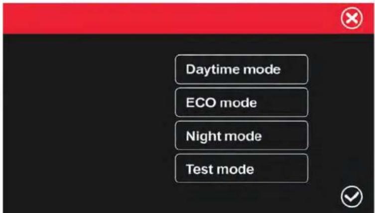 Daytime mode ECO mode Night mode Test mode