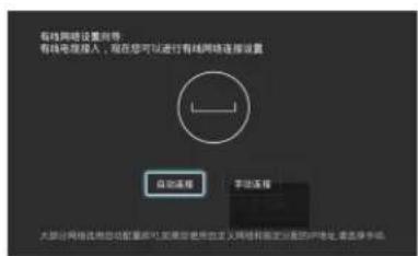 有线网络设置向导 有线电视接入,现在您可以进行有线网络连接设置 自动连接 手动连接 大统计网络使用自动配置即可实现该使用由定义人网络和指定分配的网址,请选择手动