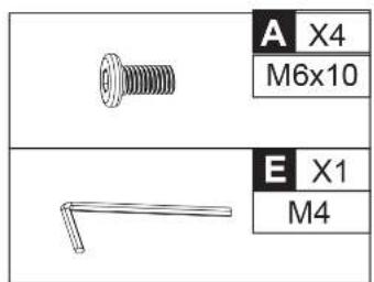 A X4 M6x10 E X1 M4