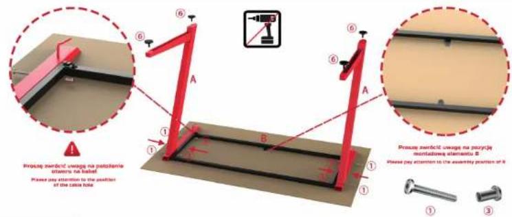 Brupting zverditch usage na postazionie atworis no loitered Please pay attention to the position of the cable hold Brupting zverditch usage na palsyje montażadowe elementu B Please pay attention to the assembly position of B