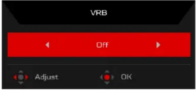 ACER Predator XB253QGZ - Włączanie funkcji VRB (wybrane modele) - 1
